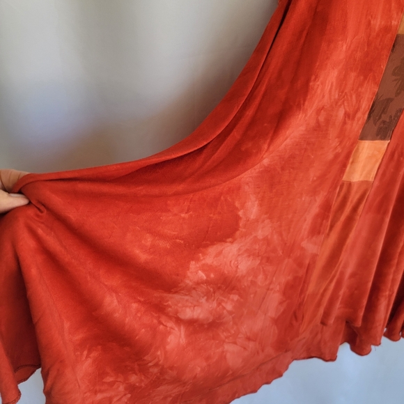 Red summer cover-up, mini dress, wear with leggings, boho. Sz M - Picture 5 of 9